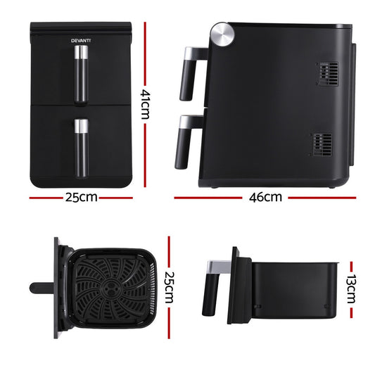 Devanti Air Fryer Oven 11L Dual Zone Fryers