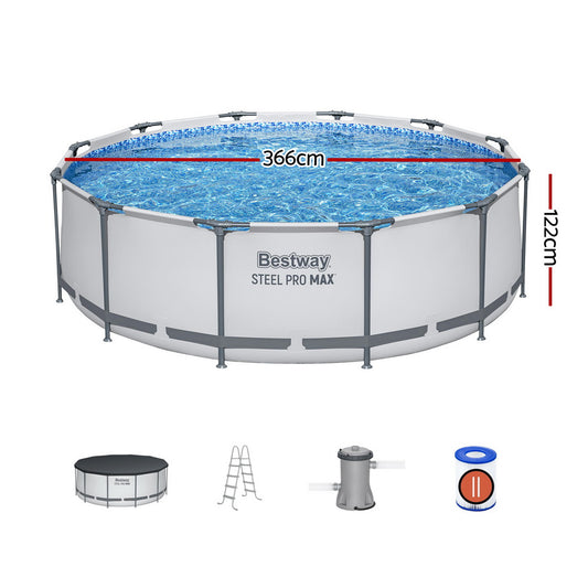Bestway 366cm Swimming Pool Above Ground Pools Round Filter Pump Cover Ladder