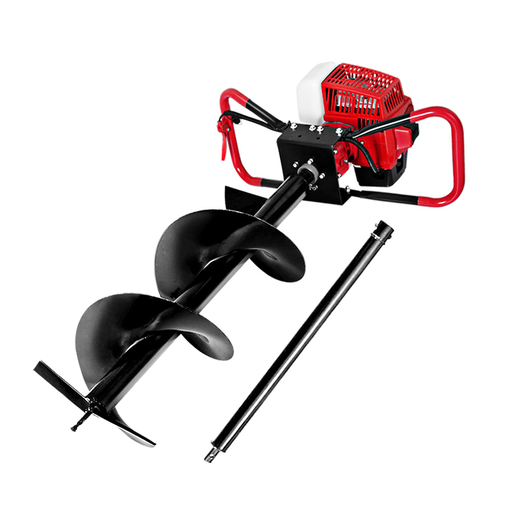 Giantz 80CC Post Hole Digger 300mm Petrol Drill Extension Auger Bits