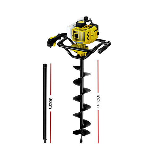 Giantz 90CC Post Hole Digger 200mm Petrol Drill Auger Extension