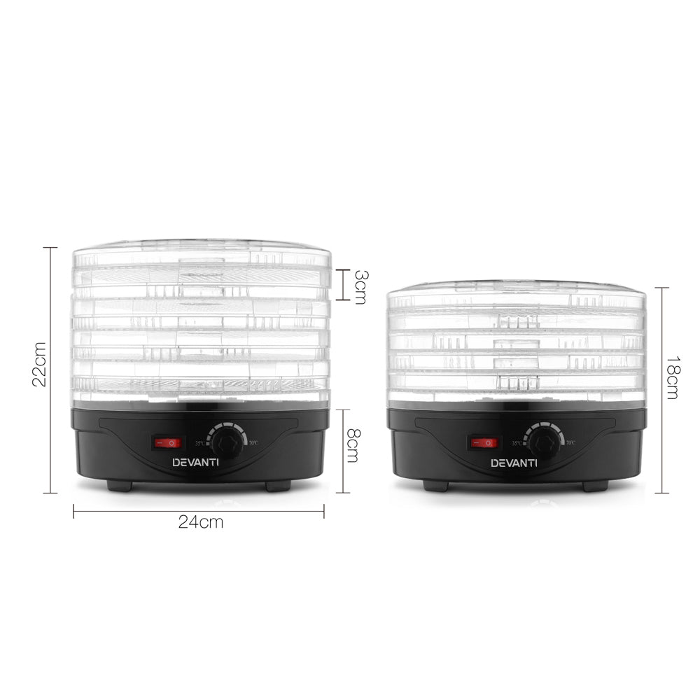 Devanti 5 Trays Food Dehydrator - Fruit Beef Jerky Biltong Dryer