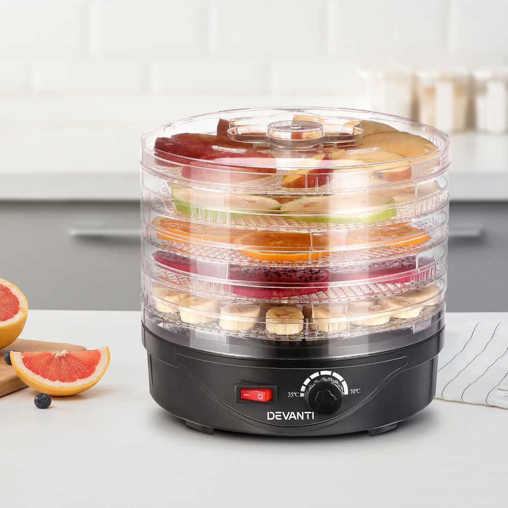 Devanti 5 Trays Food Dehydrator - Fruit Beef Jerky Biltong Dryer
