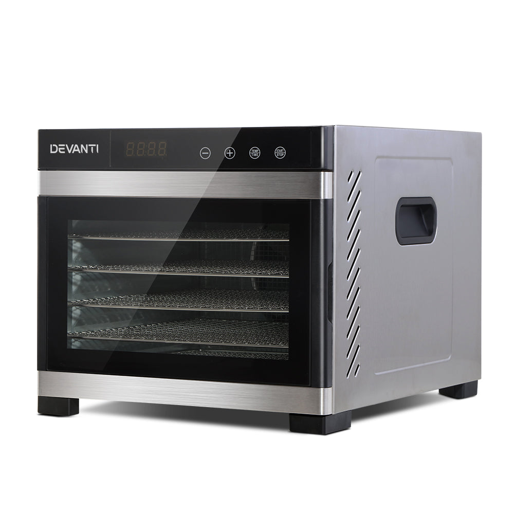 Premium Devanti 6-Tray Food Dehydrator with Stainless Steel Body and Trays