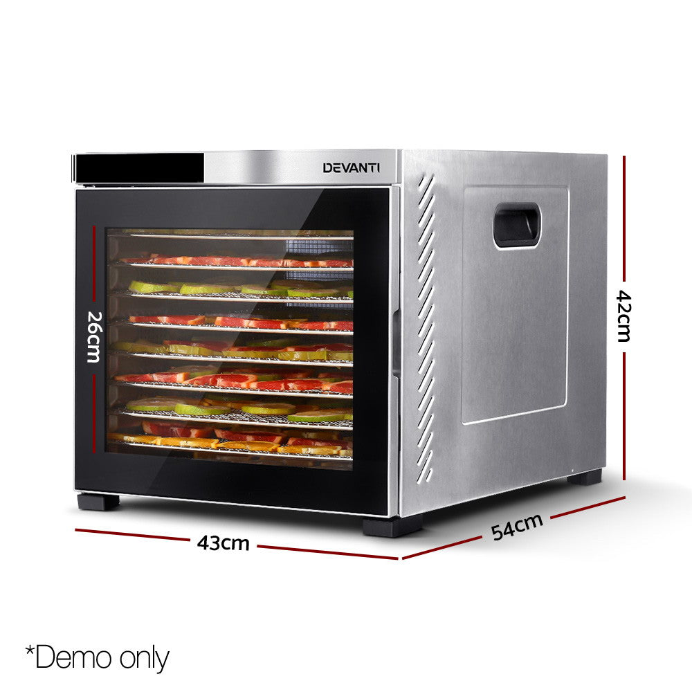 Devanti 10 Tray Food Dehydrator - Stainless Steel