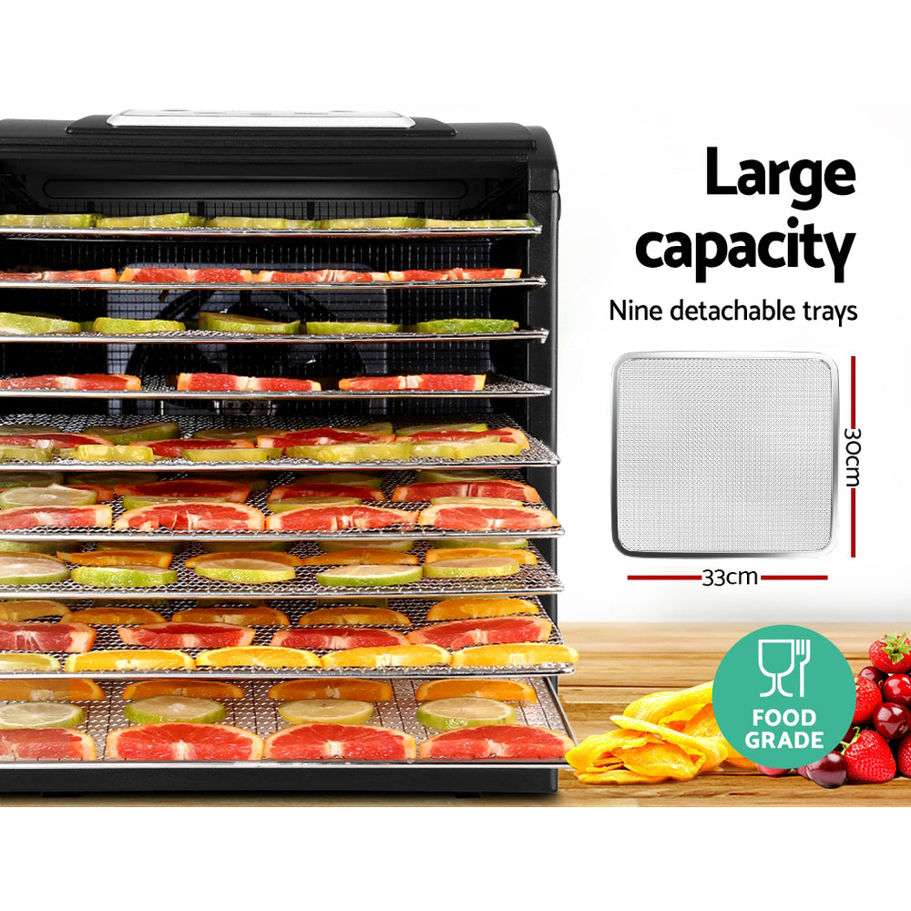 Devanti 9-Tray Premium Food Dehydrator with Stainless Steel Trays