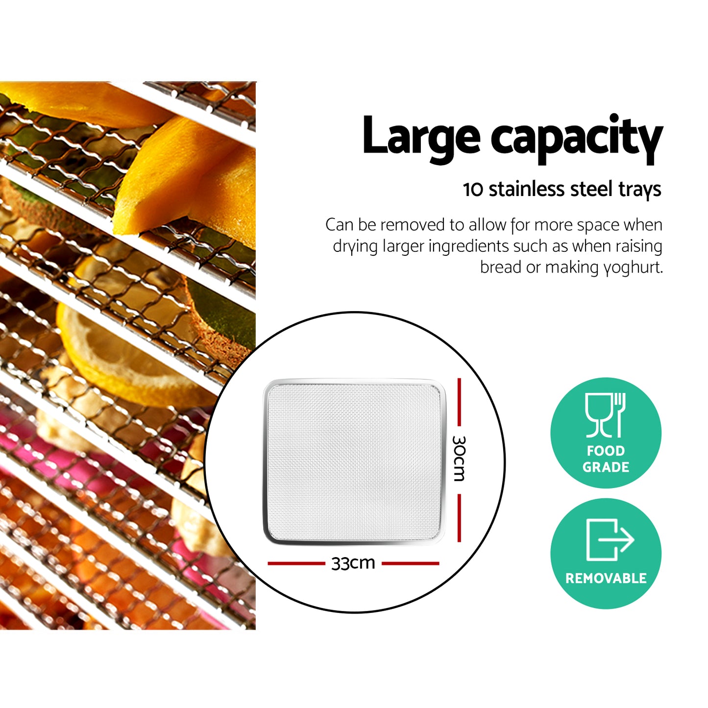Devanti 10-Tray Food Dehydrator - Large Capacity Black Stainless Steel