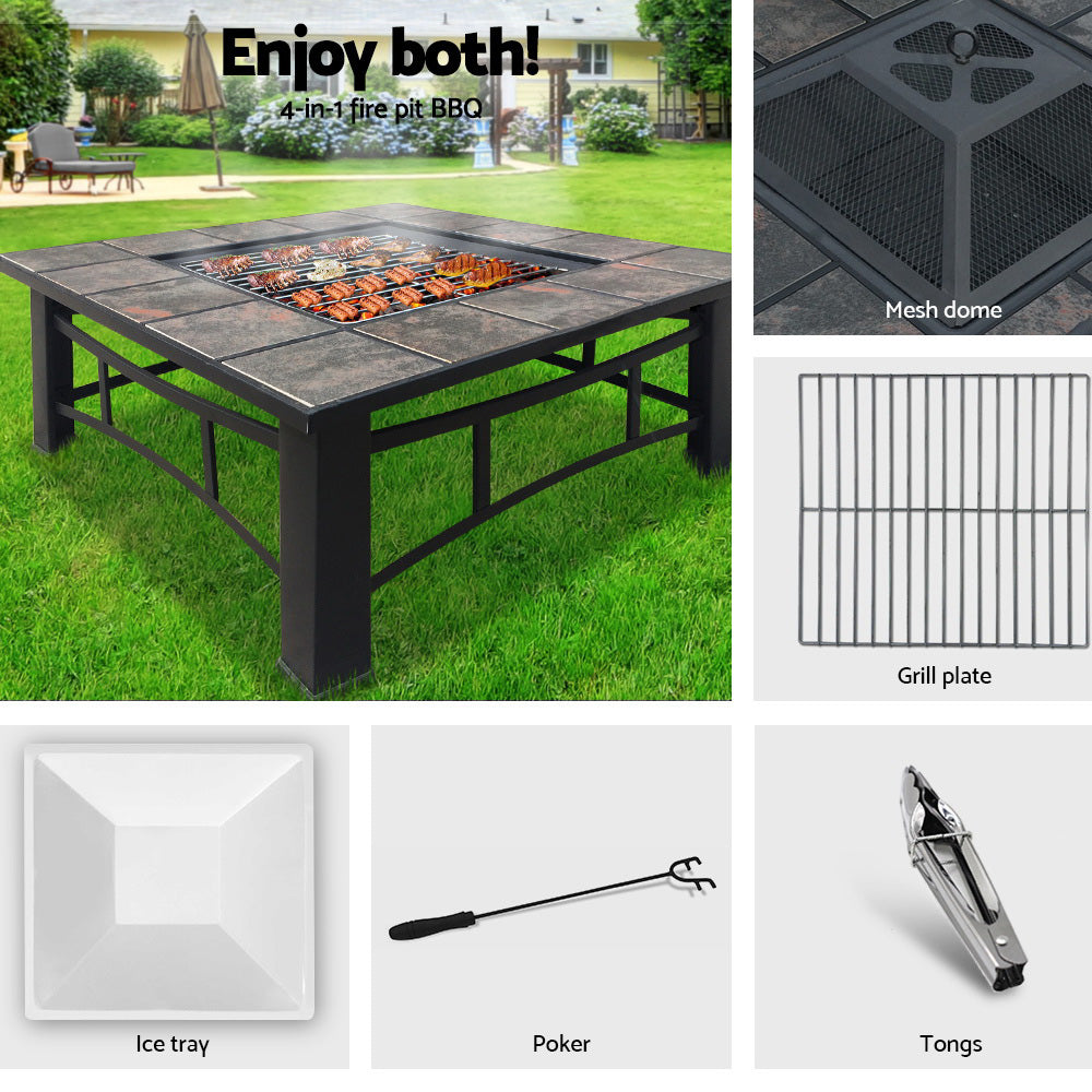 Grillz 4-in-1 Fire Pit, Ice Bucket & Grill Table