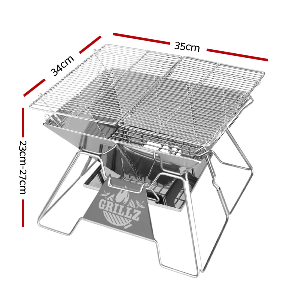 Grillz Fire Pit BBQ Grill with Carry Bag