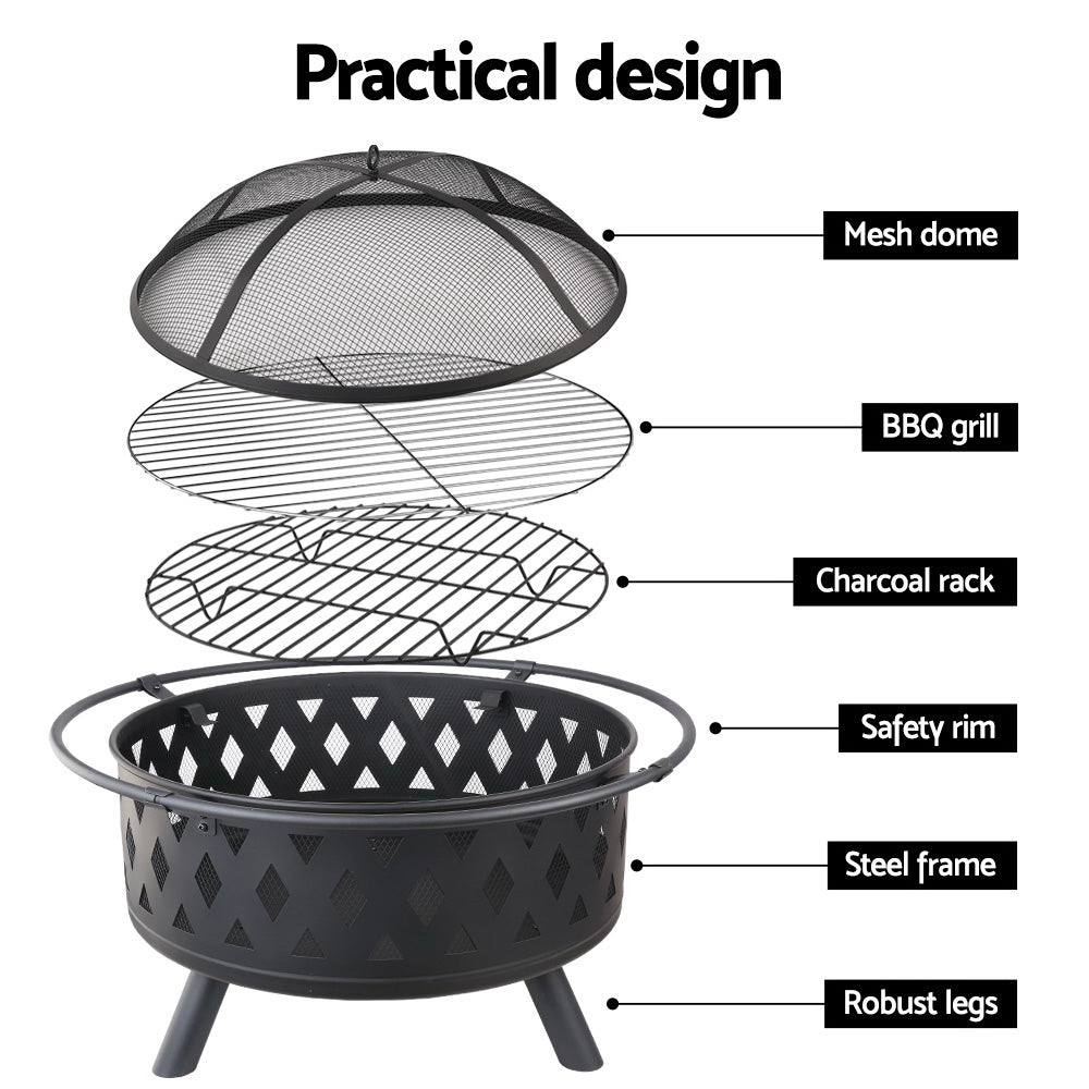 Grillz Fire Pit BBQ Grill – 82cm