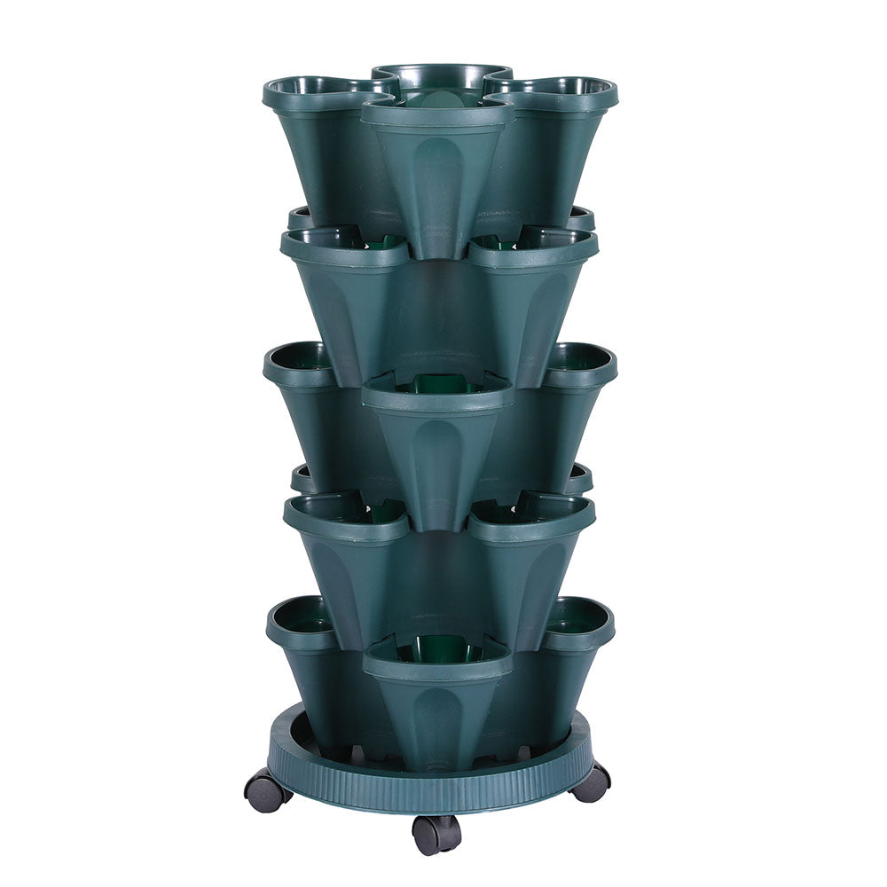 5-Tier Vertical Garden Bed Stackable Planters - Green