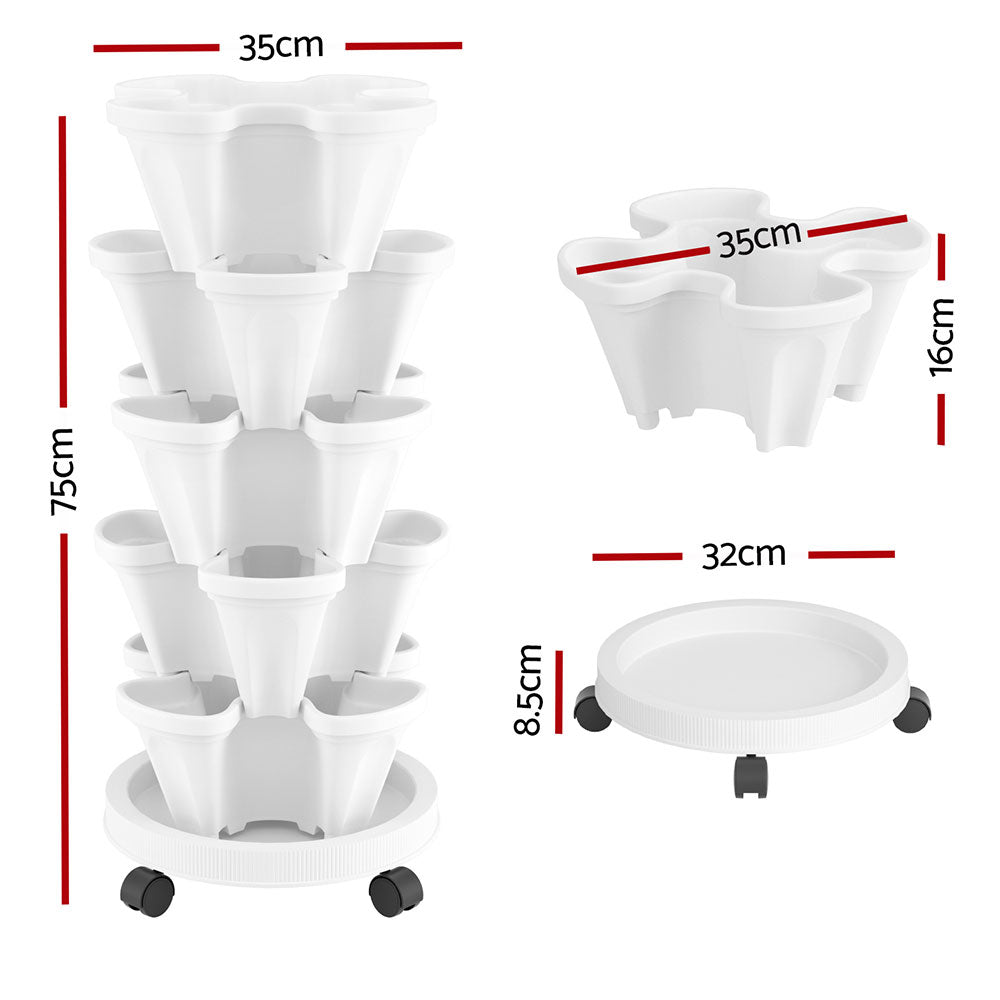 5-Tier Vertical Garden Bed Stackable Planters - White