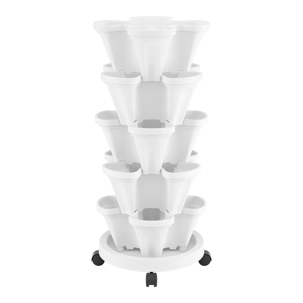 5-Tier Vertical Garden Bed Stackable Planters - White
