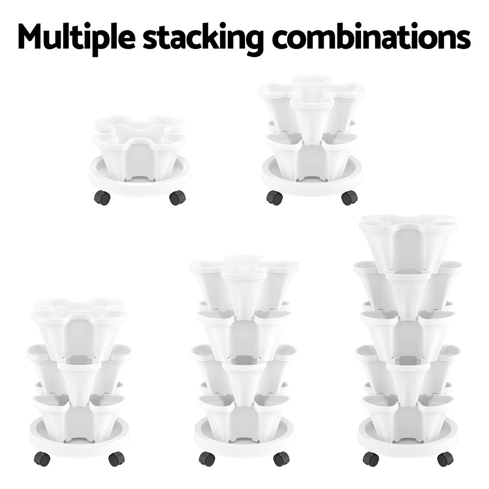 5-Tier Vertical Garden Bed Stackable Planters - White