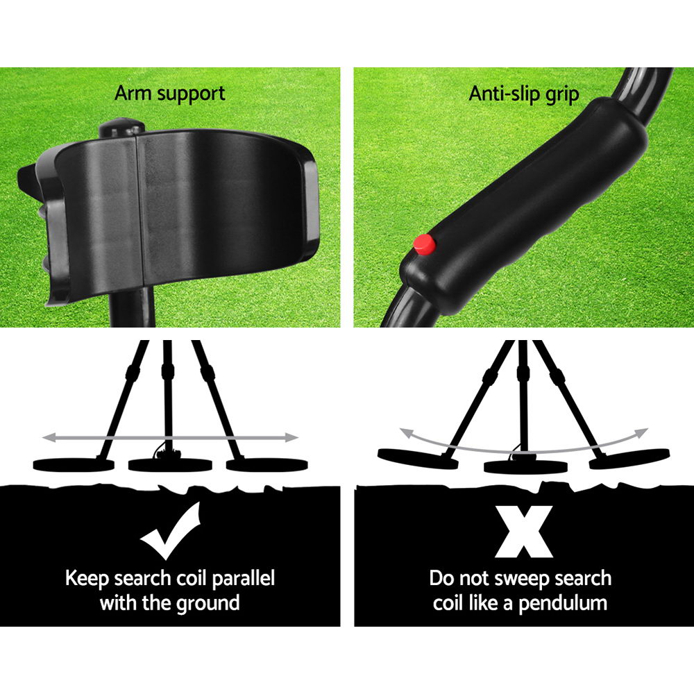 Metal Detector 180MM Deep Sensitive Waterproof LCD - Black