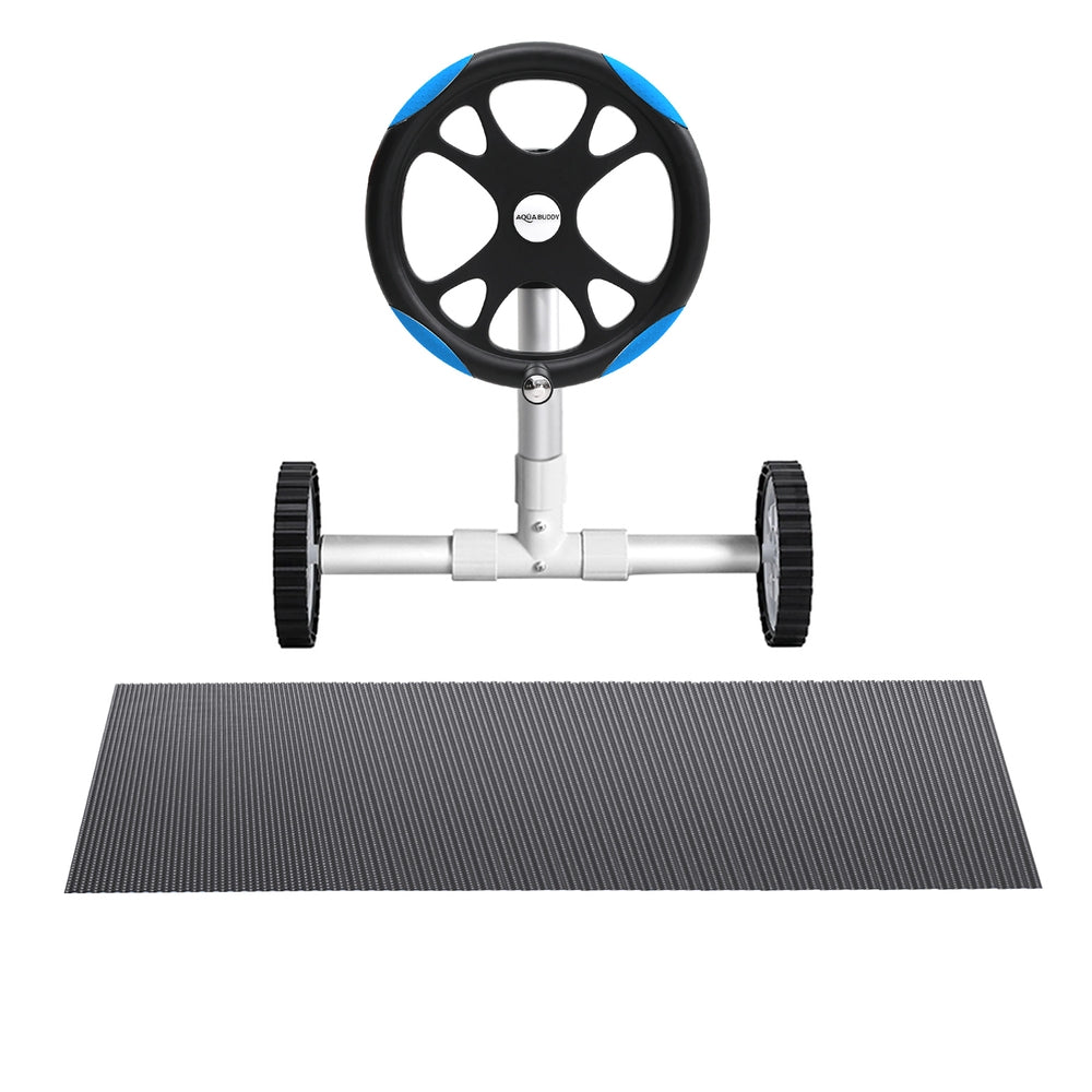 Aqua Buddy Pool Cover 600 Micron 11x4.8m w/ Roller 5.55m Black Solar Blanket