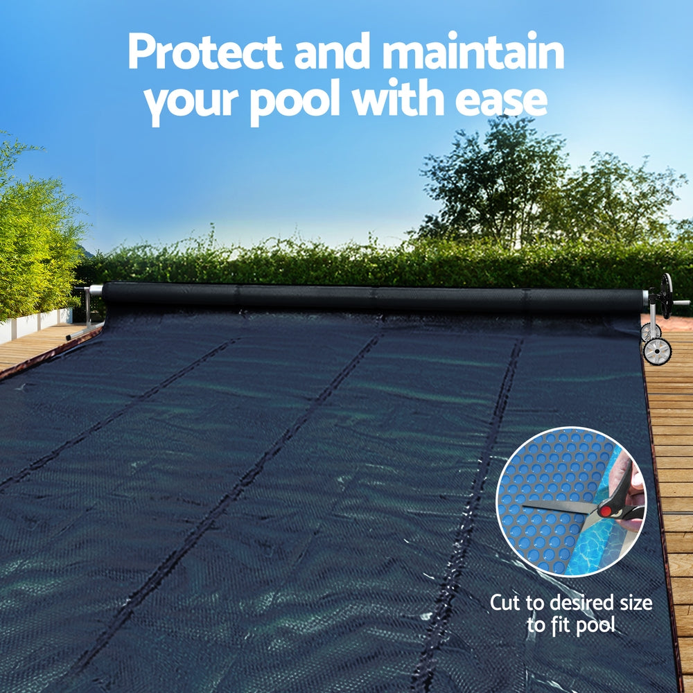 Aqua Buddy Pool Cover 600 Micron 7x4m w/ Roller 5.55m Swimming Pools Black Solar Blanket