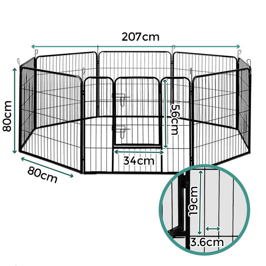 32" 8 Panel Dog Playpen Pet Exercise Cage Enclosure Fence Play Pen