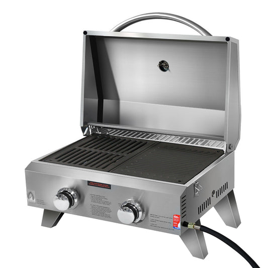 Grillz 2-Burner Gas BBQ Grill – Dual Plate