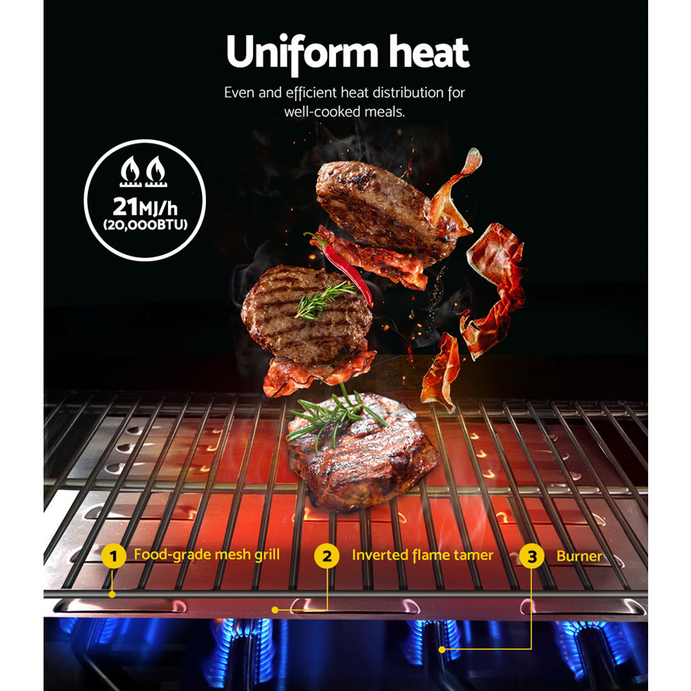 Grillz 2-Burner Gas BBQ Grill – Dual Plate