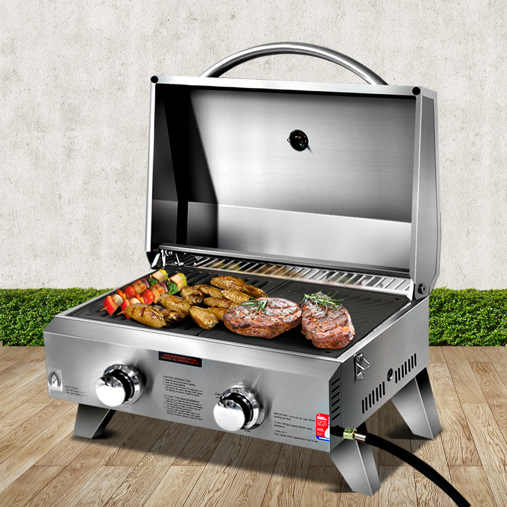 Grillz 2-Burner Gas BBQ Grill – Dual Plate