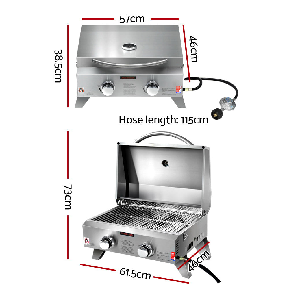 Grillz Portable Gas BBQ Grill – 2 Burners