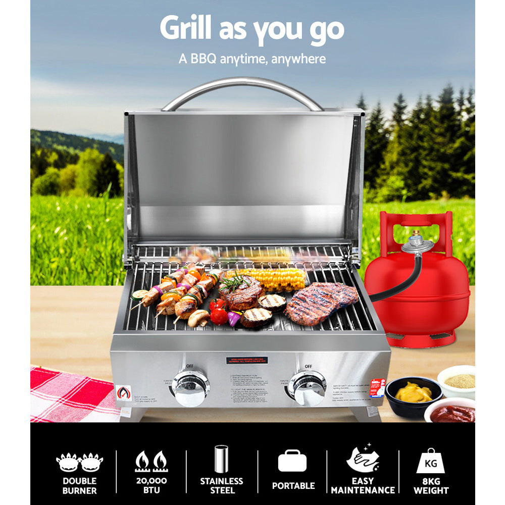 Grillz Portable Gas BBQ Grill – 2 Burners