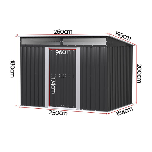 Giantz Garden Shed Outdoor Storage 2.60x1.95M Tool Sheds Workshop House Shelter