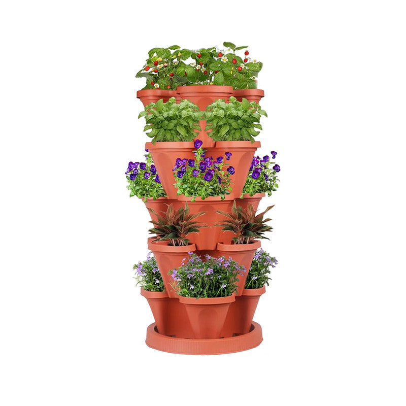 5-Tier Vertical Garden Planter 15x Plants – Indoor/Outdoor Pot with Base
