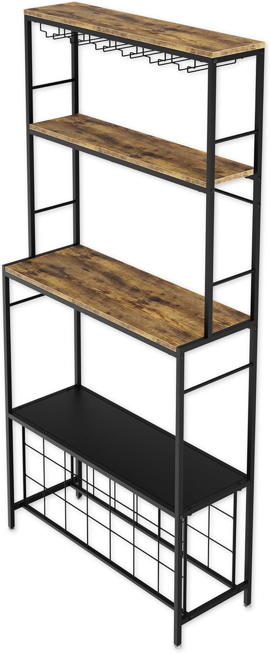 CARLA HOME Large Wine Rack for 20 Bottles with Wood Countertop and Sturdy Metal Frame