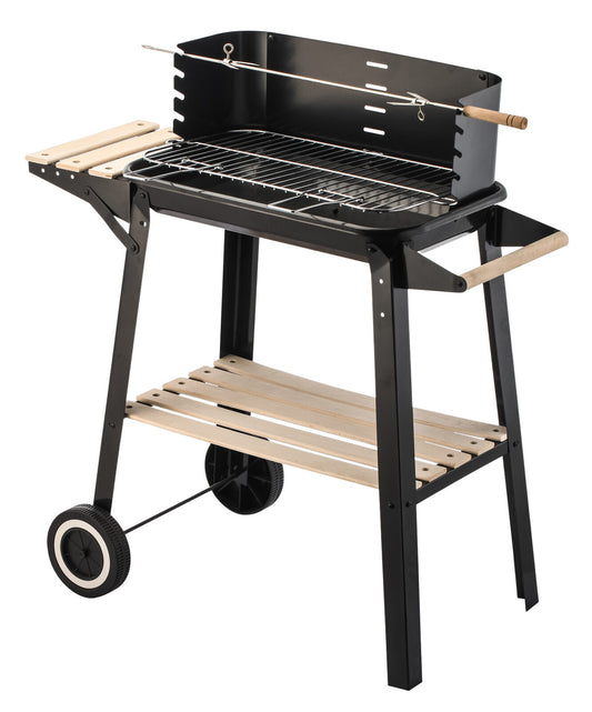 Charcoal Grill with Manual Rotisserie & Trolley