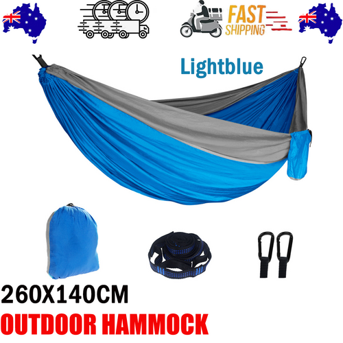 Outdoor Camping Hammock Lightweight 260x140cm - Light Blue