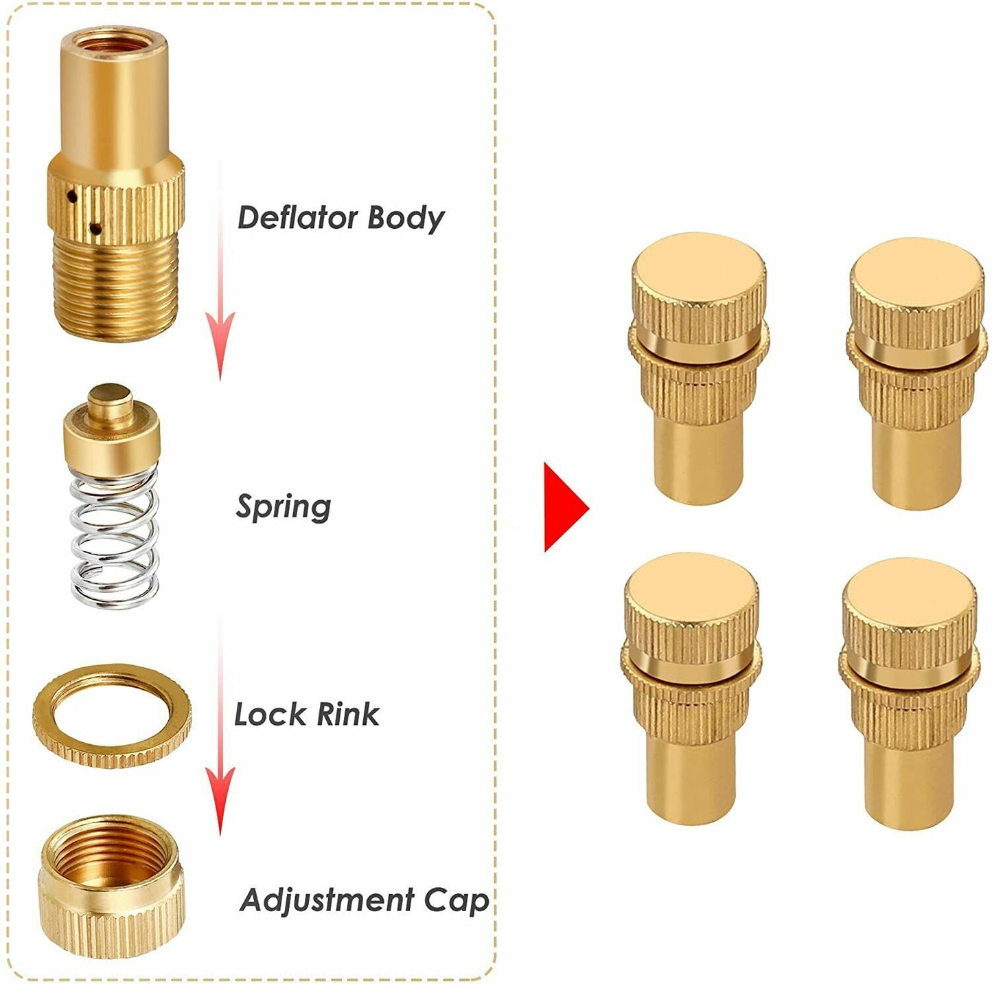 X-BULL Tyre Deflators Brass Air Deflator 0-60 PSI tyre Valve Core Tool Automatic