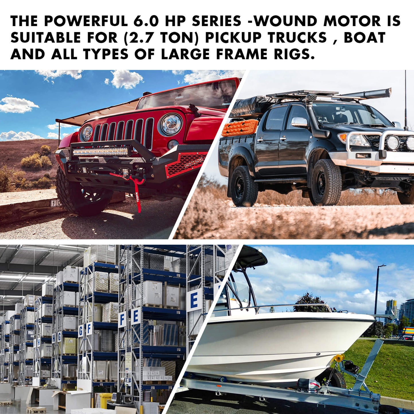 X-BULL 12V Electric Winch 12000LBS synthetic rope 4wd Jeep with tyre Deflator
