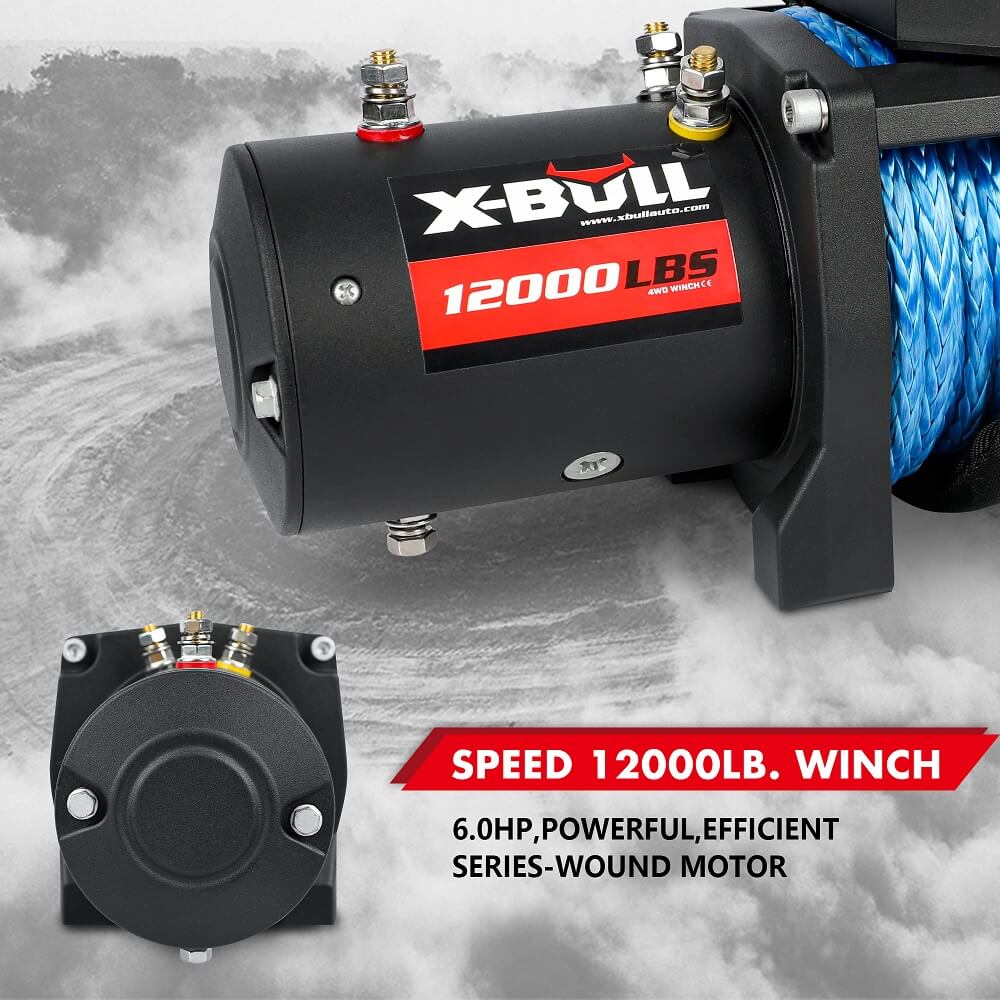 X-BULL 12V Electric Winch 12000LBS synthetic rope 4wd Jeep with tyre Deflator