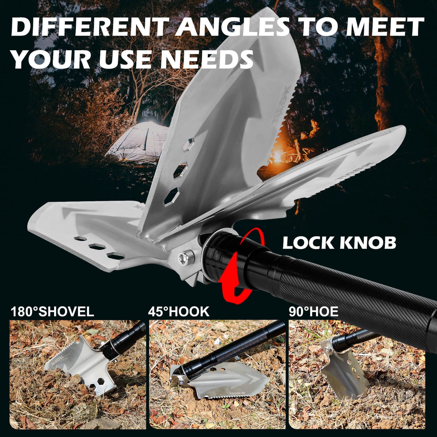 X-BULL Snatch Strap Soft Shackles Kinetic Recovery Rope Folding Shovel Survival