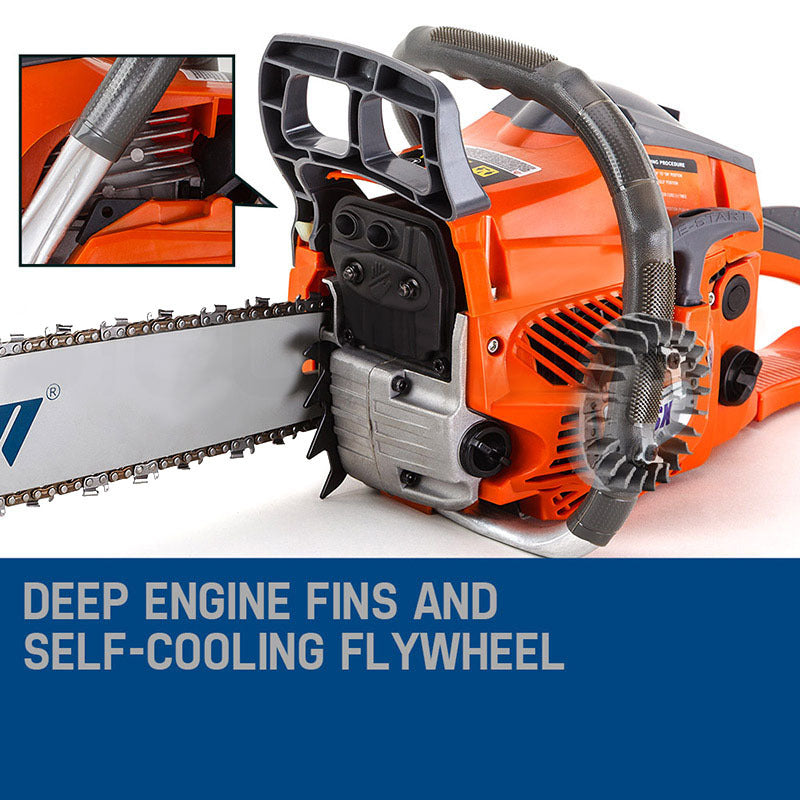 MTM Petrol Commercial Chainsaw 22 Bar E-Start Tree Pruning Chain