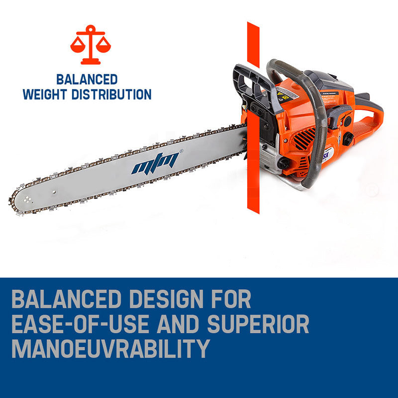 MTM Petrol Commercial Chainsaw 22 Bar E-Start Tree Pruning Chain