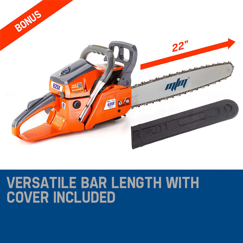 MTM Petrol Commercial Chainsaw 22 Bar E-Start Tree Pruning Chain