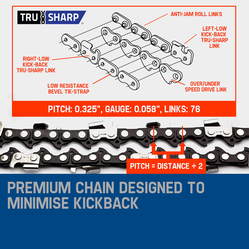 MTM Chainsaw Petrol Commercial 20 Bar E-Start Tree Pruning Chain