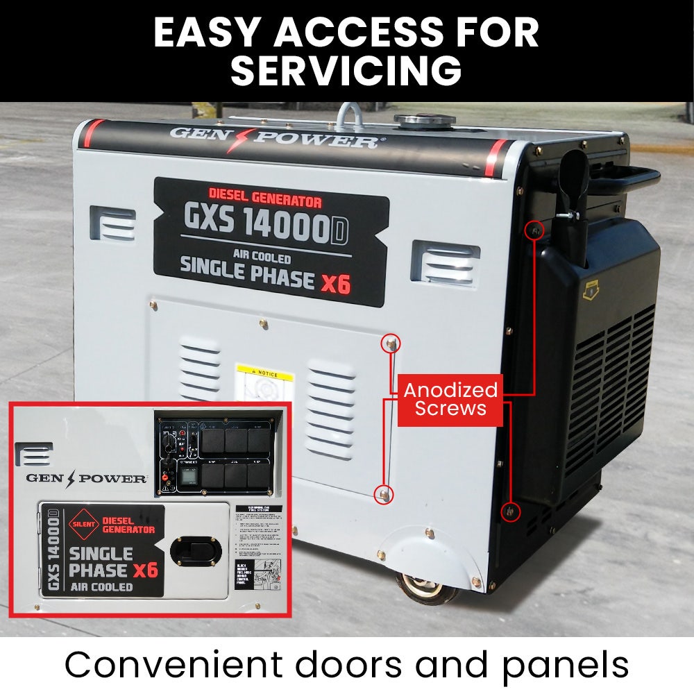 GENPOWER 8.4kW Peak 6kW Rated Commercial Diesel Generator, Electric Key