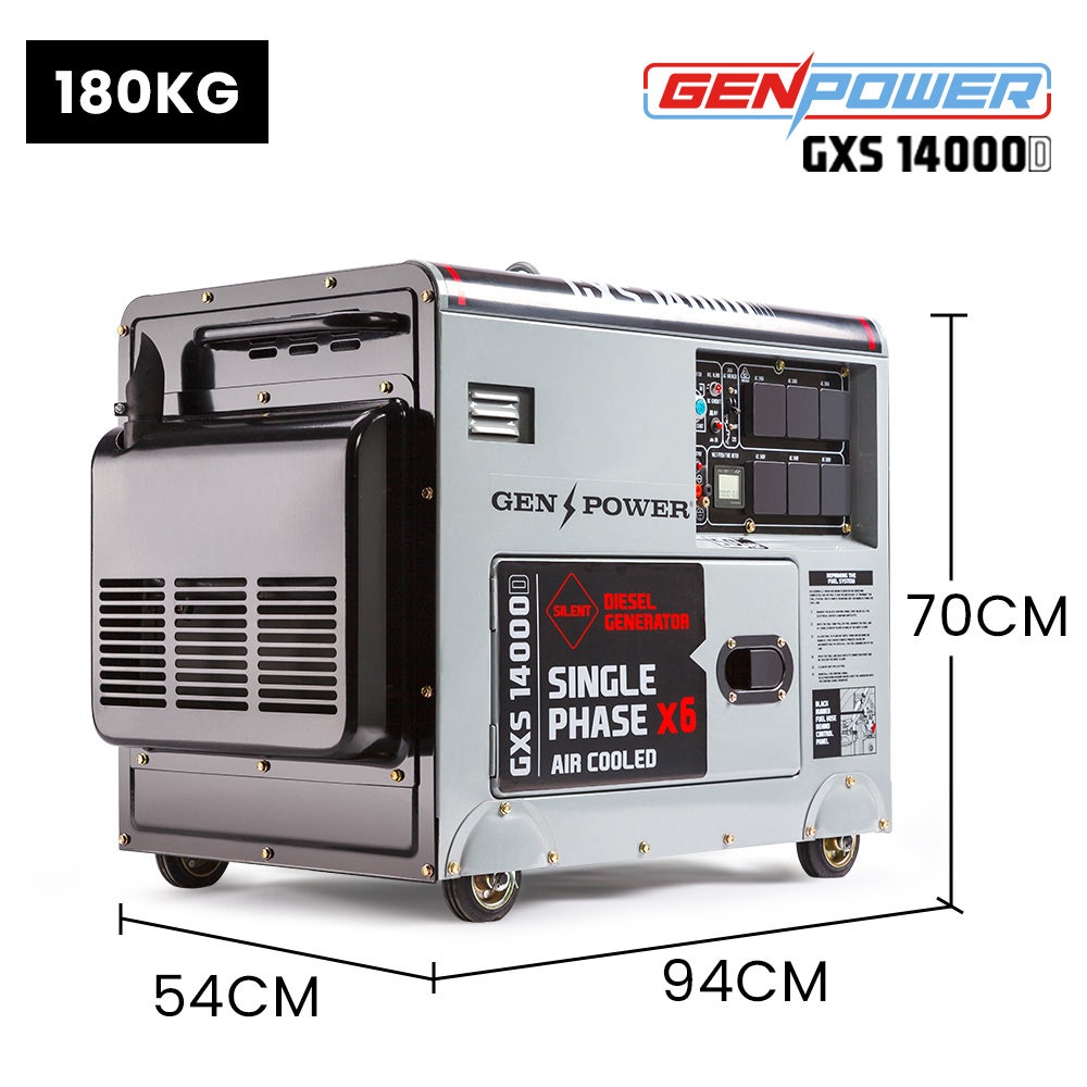 GENPOWER 8.4kW Peak 6kW Rated Commercial Diesel Generator, Electric Key