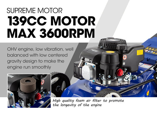 POWERBLADE Lawn Mower 139CC 17 - Petrol Powered Push Lawnmower