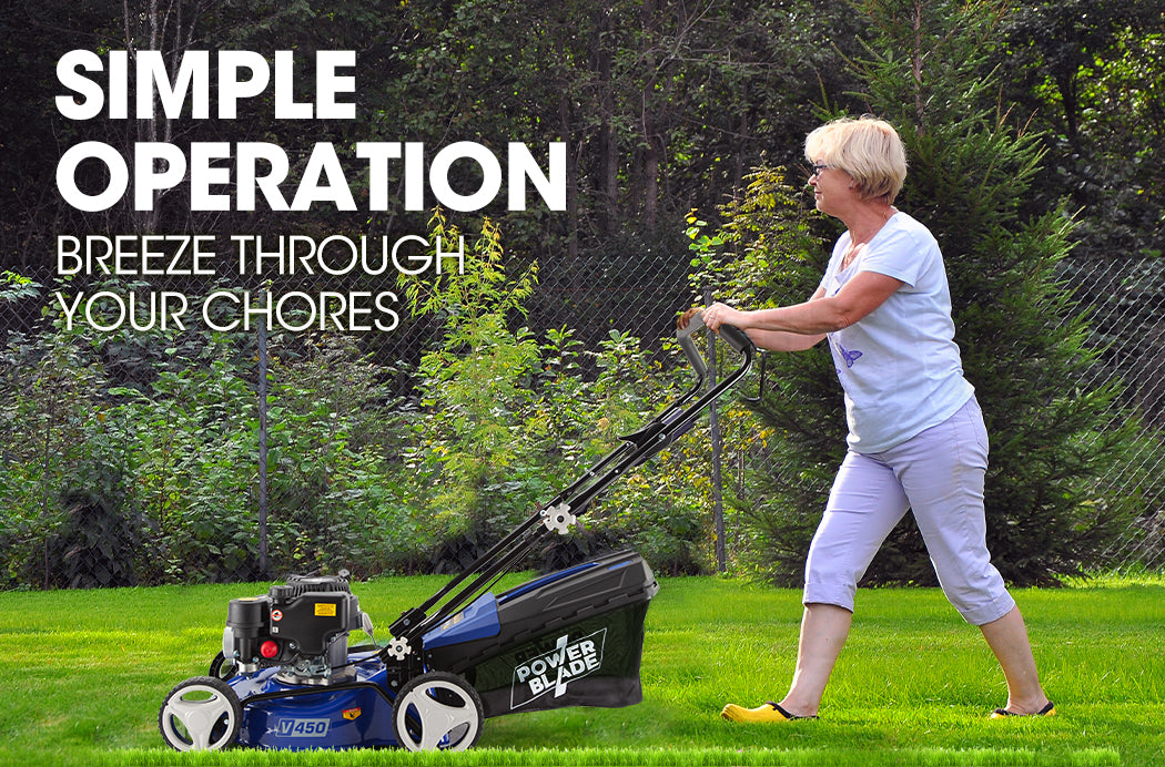 POWERBLADE Lawn Mower 139CC 17 - Petrol Powered Push Lawnmower