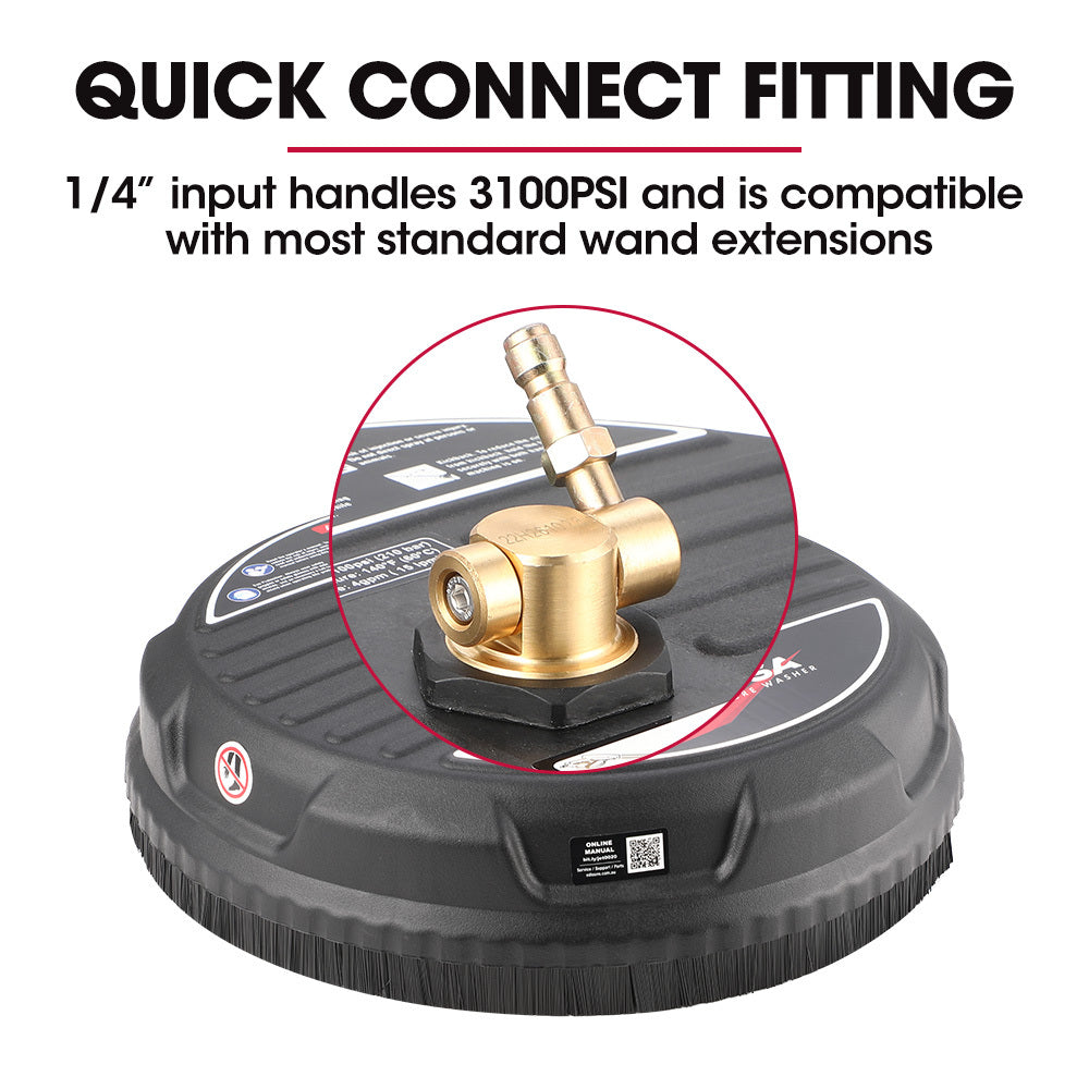 Jet-USA 15" Nylon Pressure Washer Surface Cleaner, 1/4" Fitting, For