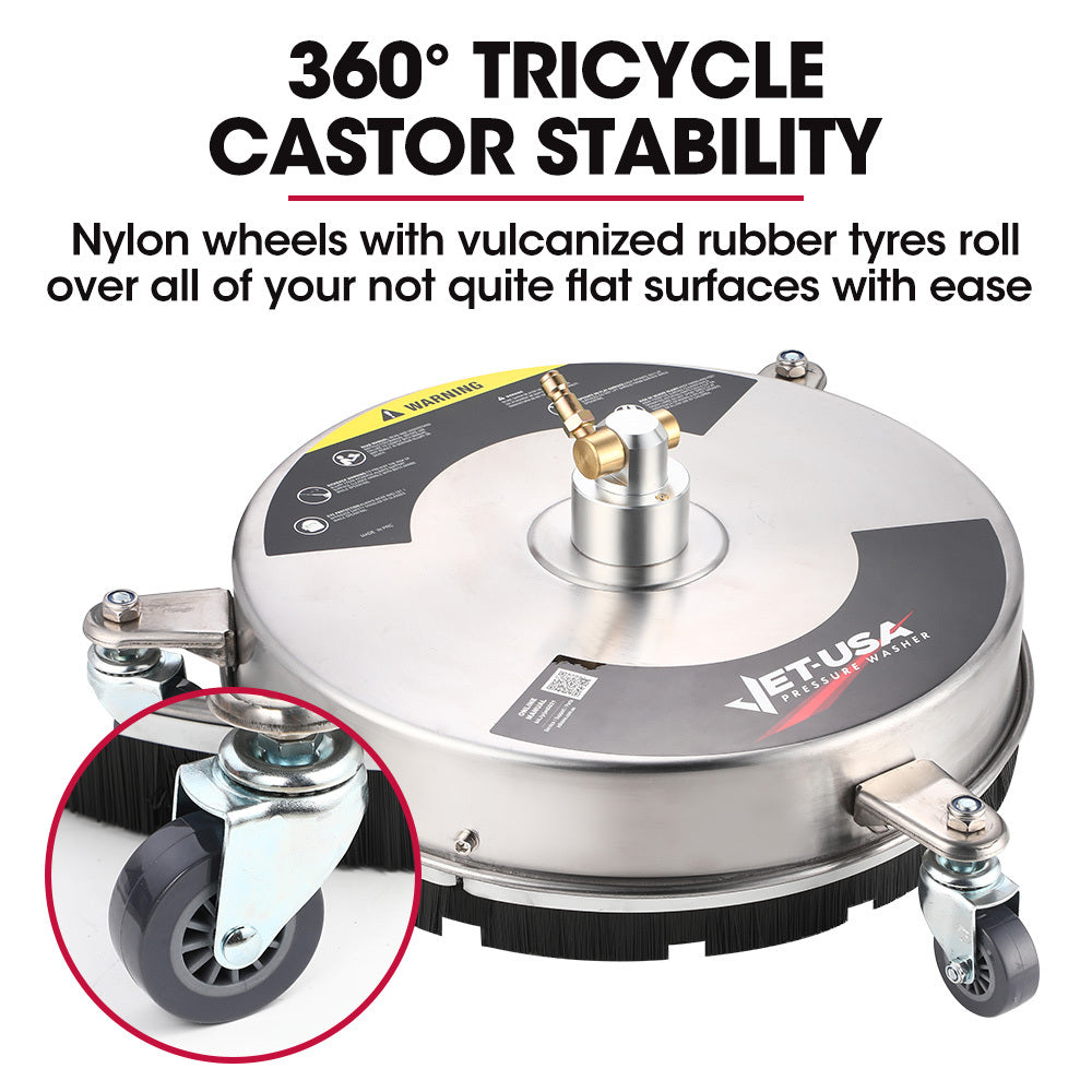 Jet-USA 15" Stainless Steel Pressure Washer Surface Cleaner, 1/4" Fitting,