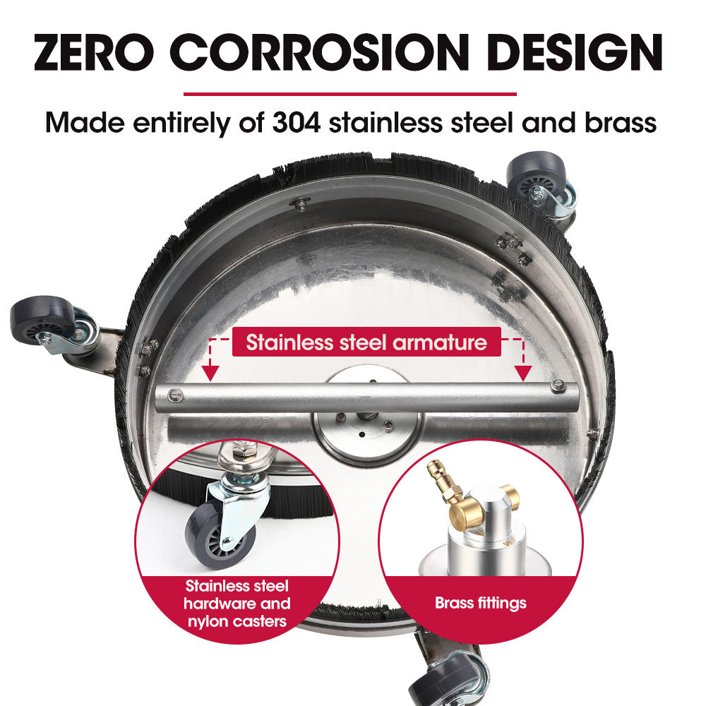 Jet-USA 15" Stainless Steel Pressure Washer Surface Cleaner, 1/4" Fitting,