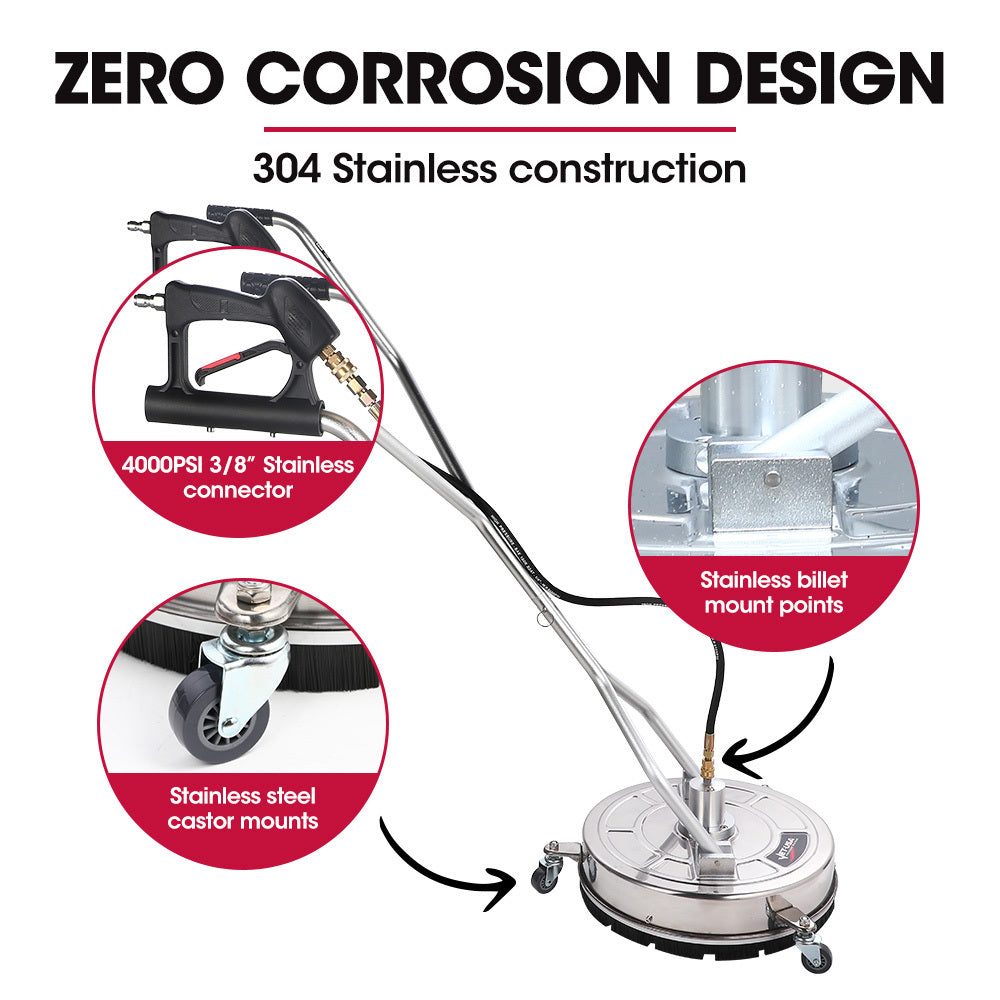 Jet-USA 18" Stainless Steel Pressure Washer Surface Cleaner with Yoke