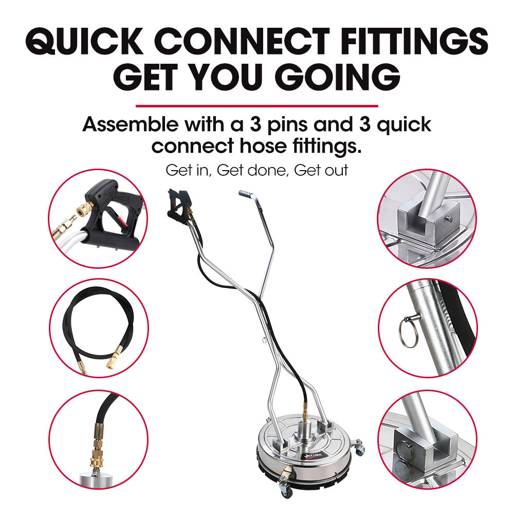 Jet-USA 18" Stainless Steel Pressure Washer Surface Cleaner with Yoke