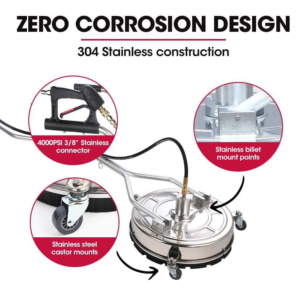 Jet-USA 21" Stainless Steel Pressure Washer Surface Cleaner with Yoke
