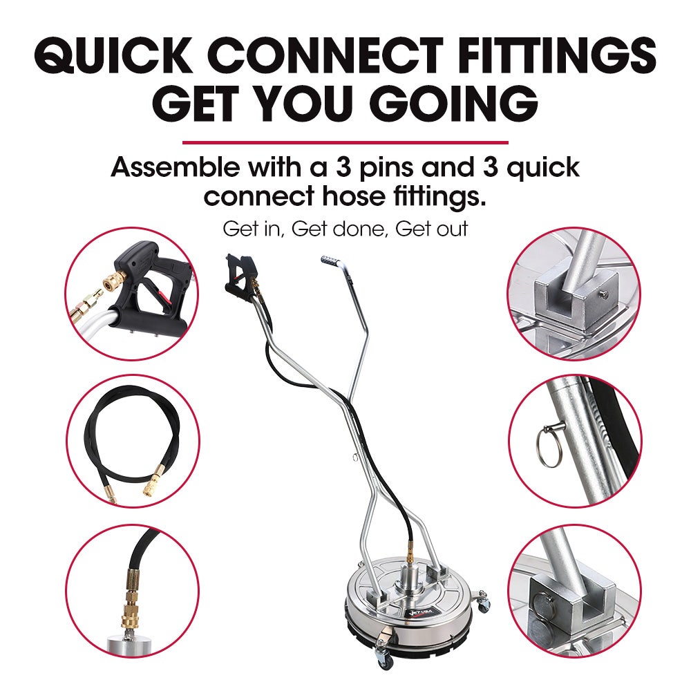 Jet-USA 21" Stainless Steel Pressure Washer Surface Cleaner with Yoke